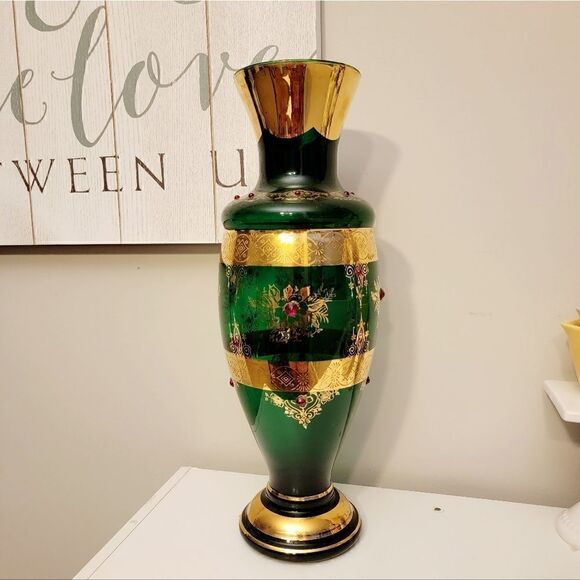 Vintage Italian Emerald Green Vase 17" - Picture 3 of 8